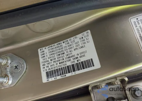 2007 Honda Cr-V Ex-L from USA, damaged, VIN JHLRE38757C027556